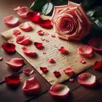 rose petals and letter
