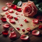 rose petals and letter