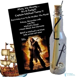 pirate party invitation in a bottle