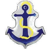 Navy anchor mylar balloon with yellow rope