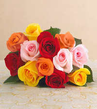 Beautiful bouquet of mixed color roses