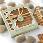 This set of four natural bamboo coasters is a practical gift your guests will enjoy.