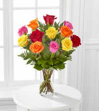 mixed colored bouquet of roses