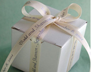 bridal shower gift with personalized ribbon