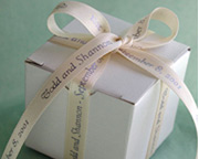 bridal shower gift with personalized ribbon