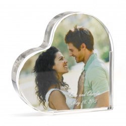 Acrylic heart cake topper that lets you insert a photo, for that personalized touch.