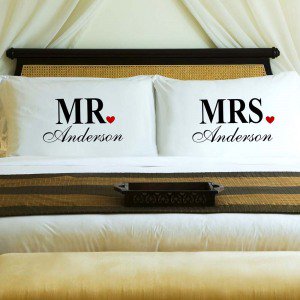 Set of 2 personalized couples pillowcases that fits standard and queen sized pillows.