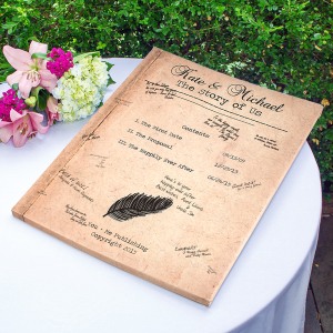 Canvas guest book for a wedding, that can be personalized.