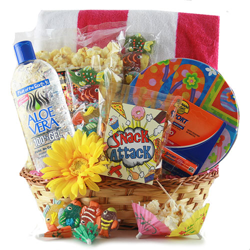 Gift tin filled with beach items.
