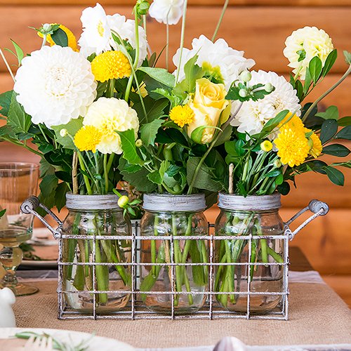 Use one or more of these Vintage Mason Jar Sets as your bridal shower centerpieces.