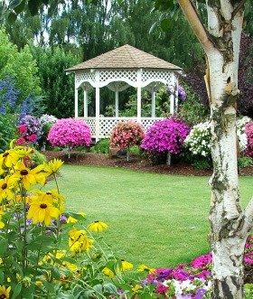 Beautiful floral gardens with gazebo