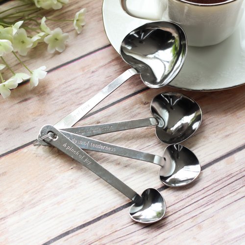 Sweeten your bridal shower with these heart shaped stainless steel measuring spoons.