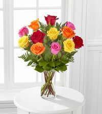 mixed colored bouquet of roses