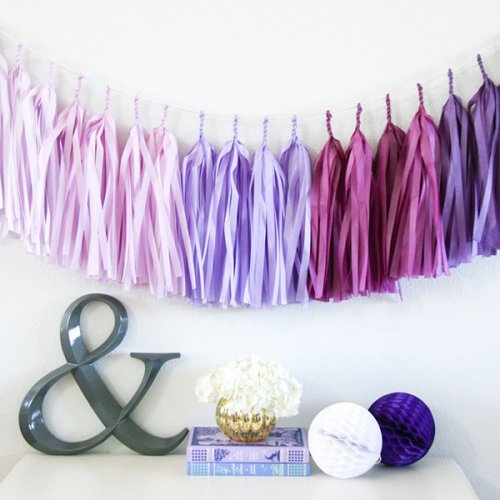 Paper tassel party garland inassorted colors.