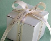 bridal shower gift with personalized ribbon