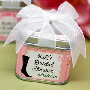 Pink bridal shower favor tin box