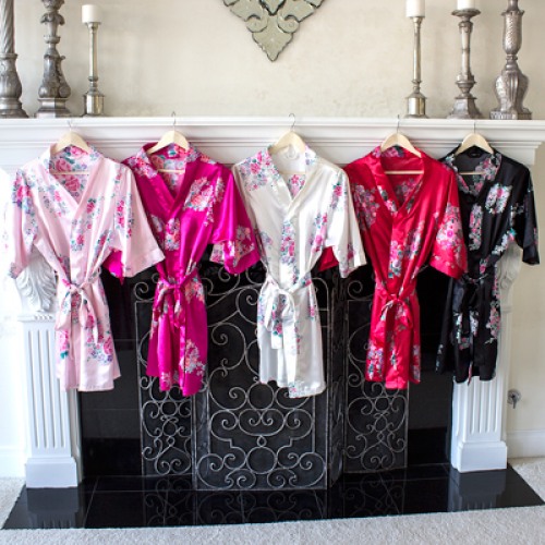 Personalized print satin women's  robes